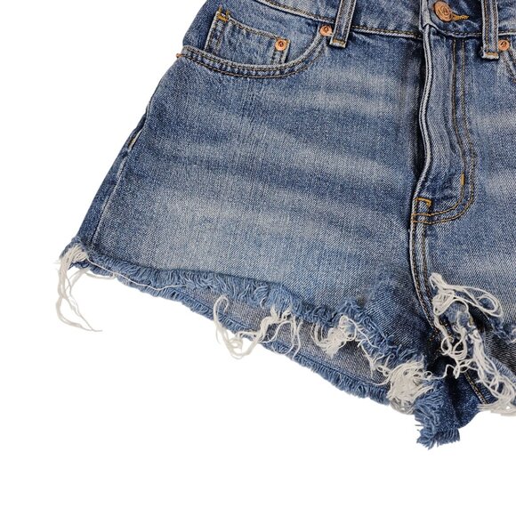 Womens 6 Light Blue Wash Distressed Festival Summer Raw Hem Jean Denim Shorts - Picture 5 of 10